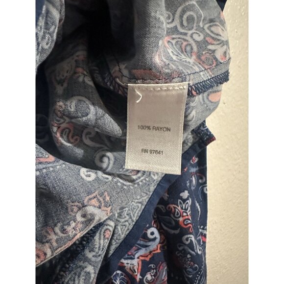J Jill Womens Tunic Top Size XS Blue Paisley Floral Western Boho Coastal 18583 - Picture 14 of 14